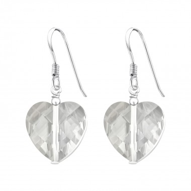 Dangly hearts - 925 Sterling Silver Earrings with Crystal SD6592