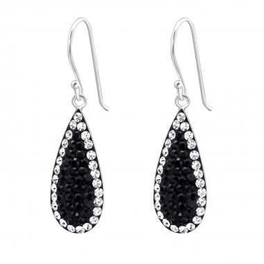 Tear Drop - 925 Sterling Silver Earrings with Crystal SD8052