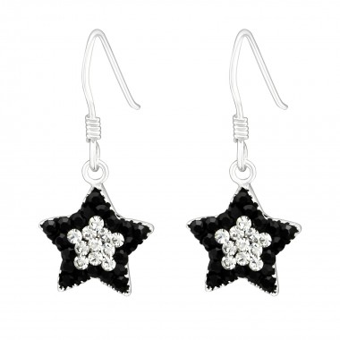 Star - 925 Sterling Silver Earrings with Crystal SD9667