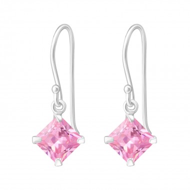 Square - 925 Sterling Silver Earrings with CZ SD1092