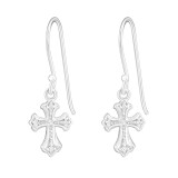 Cross - 925 Sterling Silver Earrings with CZ SD14554