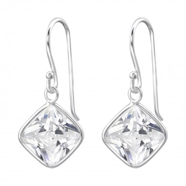 Square - 925 Sterling Silver Earrings with CZ SD17057