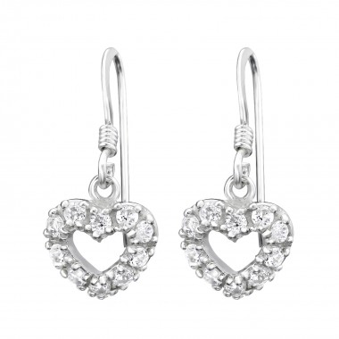 Heart - 925 Sterling Silver Earrings with CZ SD3064