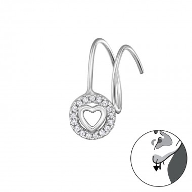 Heart - 925 Sterling Silver Earrings with CZ SD34323