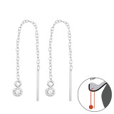 Thread Through Round Earring - 925 Sterling Silver Earrings with CZ SD35775