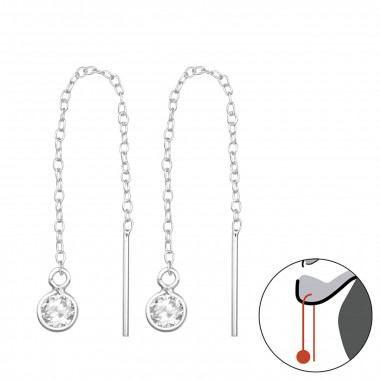 Thread Through Round Earring - 925 Sterling Silver Earrings with CZ SD35776