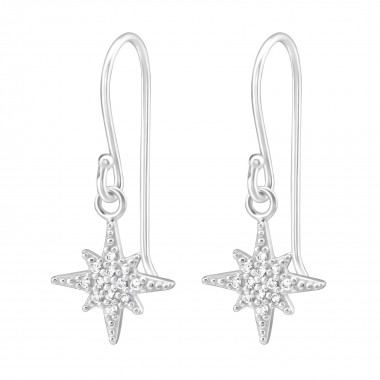 Star - 925 Sterling Silver Earrings with CZ SD36807
