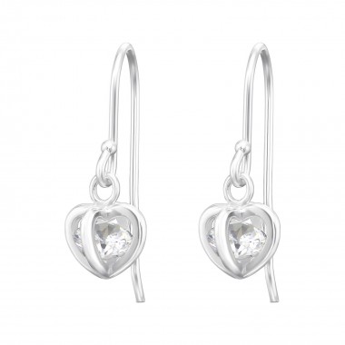 Heart - 925 Sterling Silver Earrings with CZ SD36809