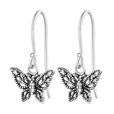 Butterfly - 925 Sterling Silver Earrings with CZ SD36811