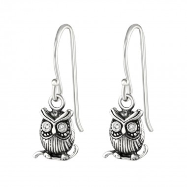 Owl - 925 Sterling Silver Earrings with CZ SD36812
