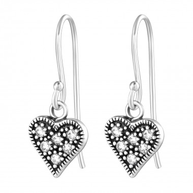 Heart - 925 Sterling Silver Earrings with CZ SD36814