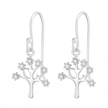 Tree - 925 Sterling Silver Earrings with CZ SD37198