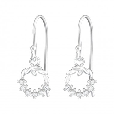 Christmas Wreath - 925 Sterling Silver Earrings with CZ SD37199