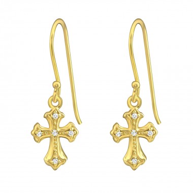 Cross - 925 Sterling Silver Earrings with CZ SD37264