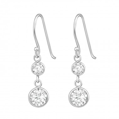 Hanging Round - 925 Sterling Silver Earrings with CZ SD39656