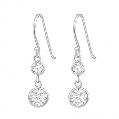 Hanging Round - 925 Sterling Silver Earrings with CZ SD39656