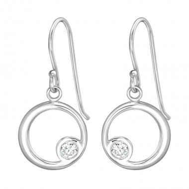 Circle - 925 Sterling Silver Earrings with CZ SD39657