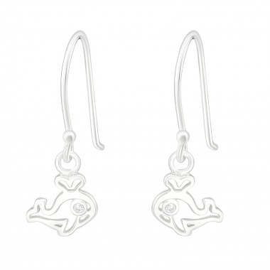 Whale - 925 Sterling Silver Earrings with CZ SD40134