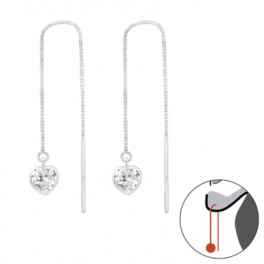 Heart - 925 Sterling Silver Earrings with CZ SD40717
