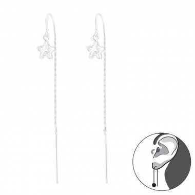 Star - 925 Sterling Silver Earrings with CZ SD41627