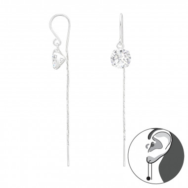 Round - 925 Sterling Silver Earrings with CZ SD41628