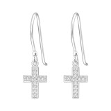 Cross - 925 Sterling Silver Earrings with CZ SD41929