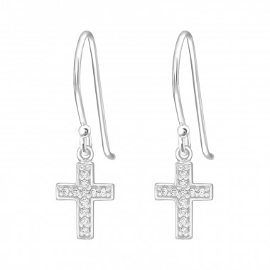 Cross - 925 Sterling Silver Earrings with CZ SD41929