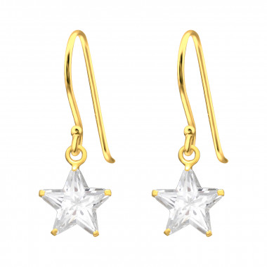 Star - 925 Sterling Silver Earrings with CZ SD42073