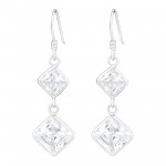 Hanging Squares - 925 Sterling Silver Earrings with CZ SD440 Hanging Squares - 925 Sterling Silver Earrings with CZ SD440