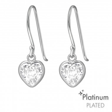 Heart - 925 Sterling Silver Earrings with CZ SD44103