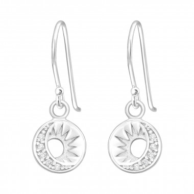 Moon And Sun - 925 Sterling Silver Earrings with CZ SD44318