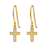 Cross - 925 Sterling Silver Earrings with CZ SD44320