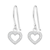 Heart - 925 Sterling Silver Earrings with CZ SD44321