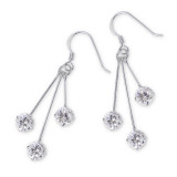 Hanging Circles - 925 Sterling Silver Earrings with CZ SD4443