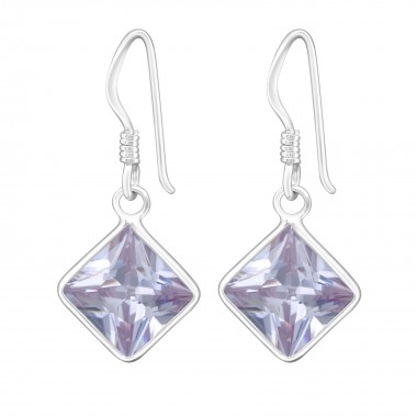 Square - 925 Sterling Silver Earrings with CZ SD444
