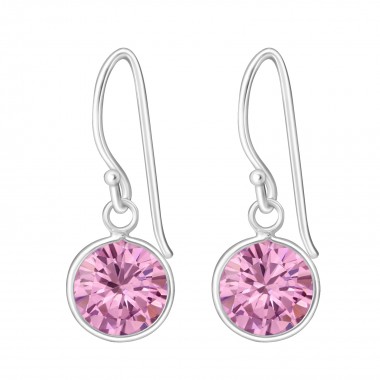 Round - 925 Sterling Silver Earrings with CZ SD447