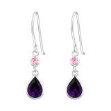 Hanging Circle And Teardrop - 925 Sterling Silver Earrings with CZ SD45216