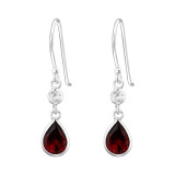 Hanging Circle And Teardrop - 925 Sterling Silver Earrings with CZ SD45218