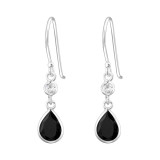 Hanging Circle And Teardrop - 925 Sterling Silver Earrings with CZ SD45219