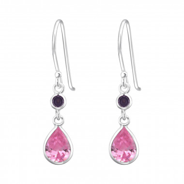 Hanging Circle And Teardrop - 925 Sterling Silver Earrings with CZ SD45220
