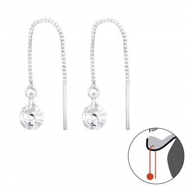 Thread Through Round 5mm - 925 Sterling Silver Earrings with CZ SD45739