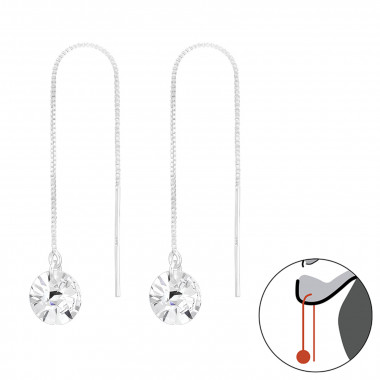 Thread Through Round 8mm - 925 Sterling Silver Earrings with CZ SD45743