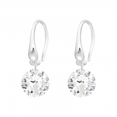 Round 8mm - 925 Sterling Silver Earrings with CZ SD45811