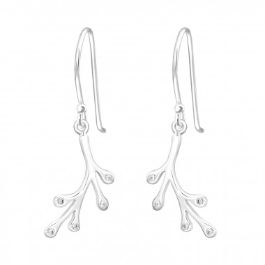 Leaf - 925 Sterling Silver Earrings with CZ SD45974