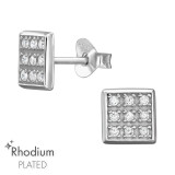 Square - 925 Sterling Silver Earrings with CZ SD47184
