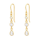 Geometrical 3 Layer Dangling - 925 Sterling Silver Earrings with CZ SD48263