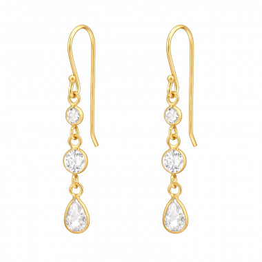 Geometrical 3 Layer Dangling - 925 Sterling Silver Earrings with CZ SD48263
