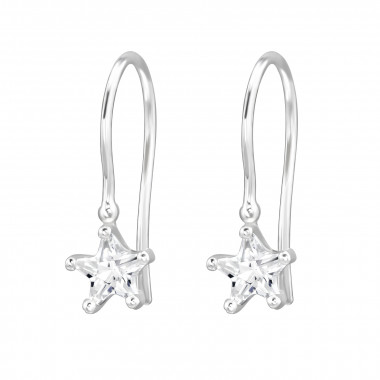 6mm Star - 925 Sterling Silver Earrings with CZ SD49925