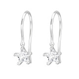 6mm Star - 925 Sterling Silver Earrings with CZ SD49925