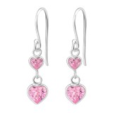 Hanging Hearts - 925 Sterling Silver Earrings with CZ SD6028